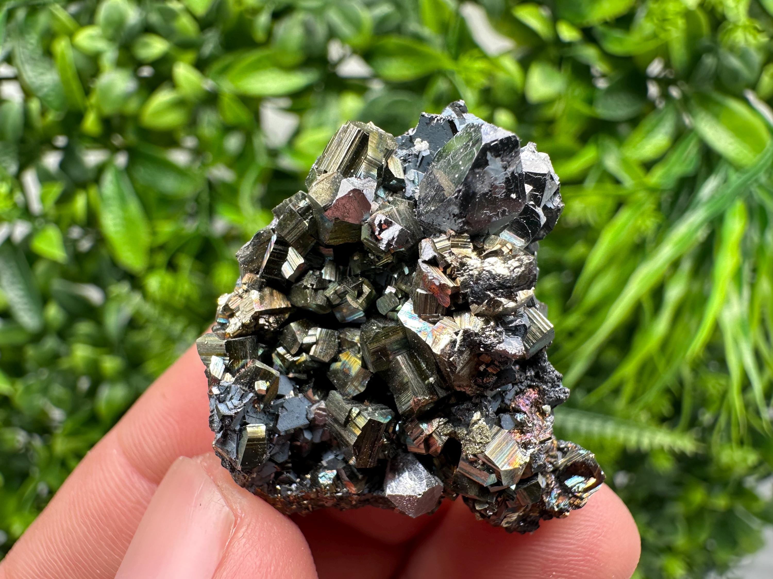 Rainbow Pyrite with Calcite, Natural Crystal Souvenir, Borieva Bulgaria