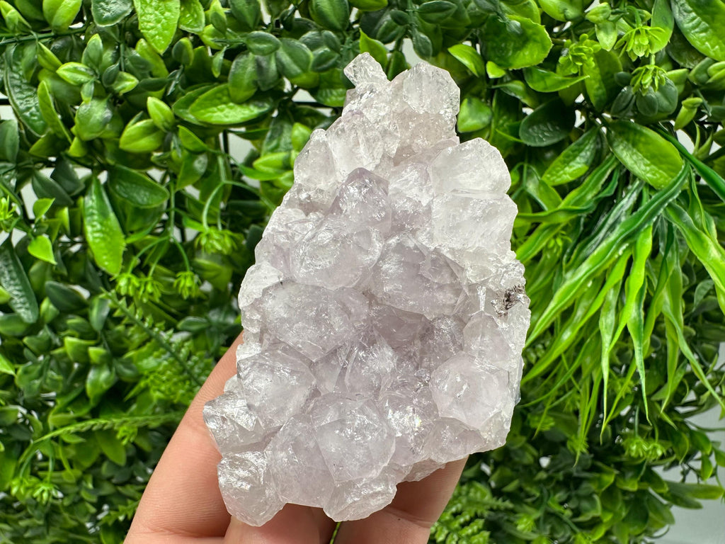 Natural Calcite on Quartz with Amethyst and Chlorite, Rare Mineral Specimen