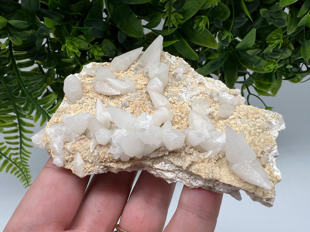 Calcite on Green Quartz: Djurcovo Mine, Bulgaria Healing Crystal