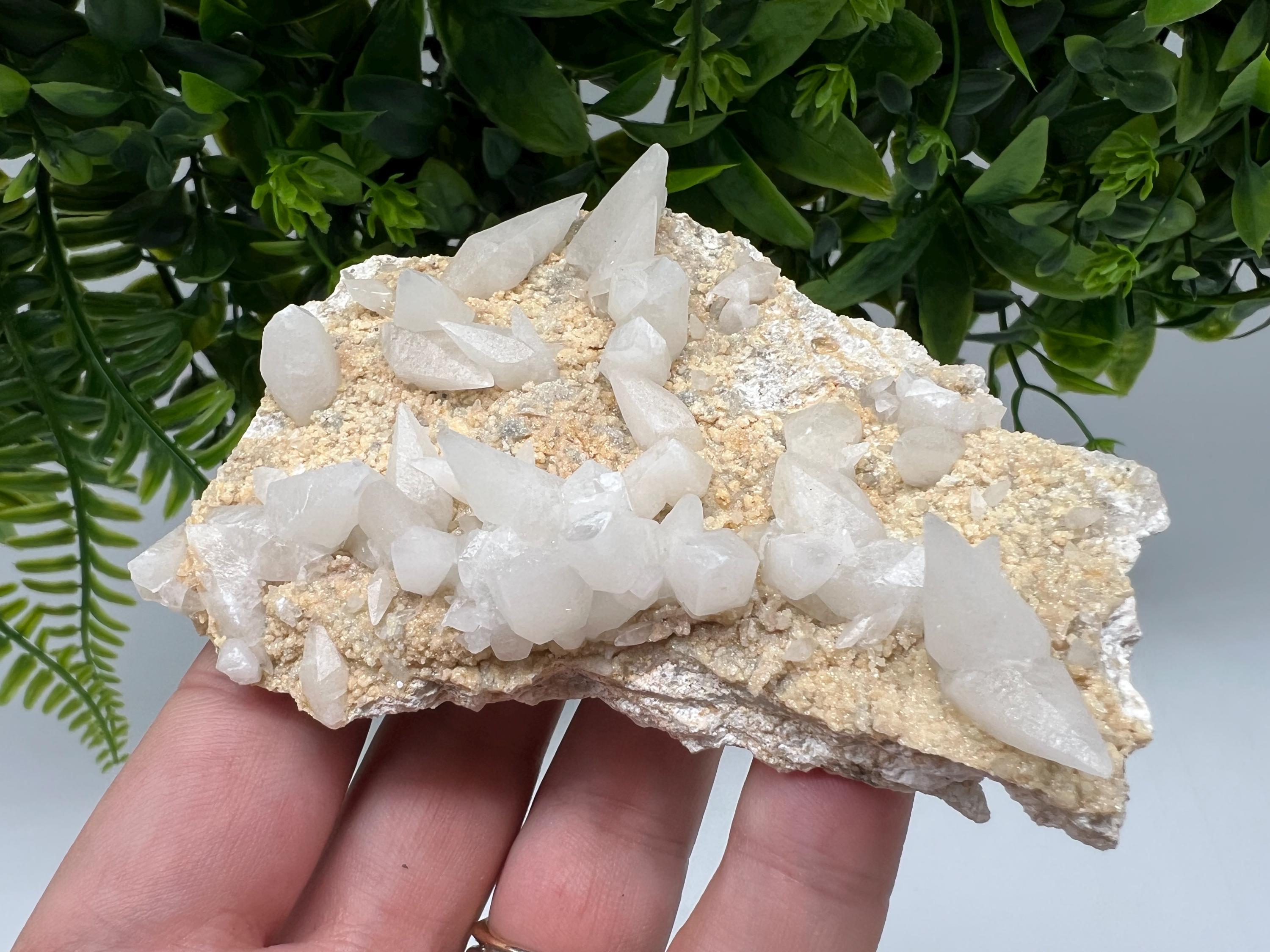 Calcite on Green Quartz: Djurcovo Mine, Bulgaria Healing Crystal