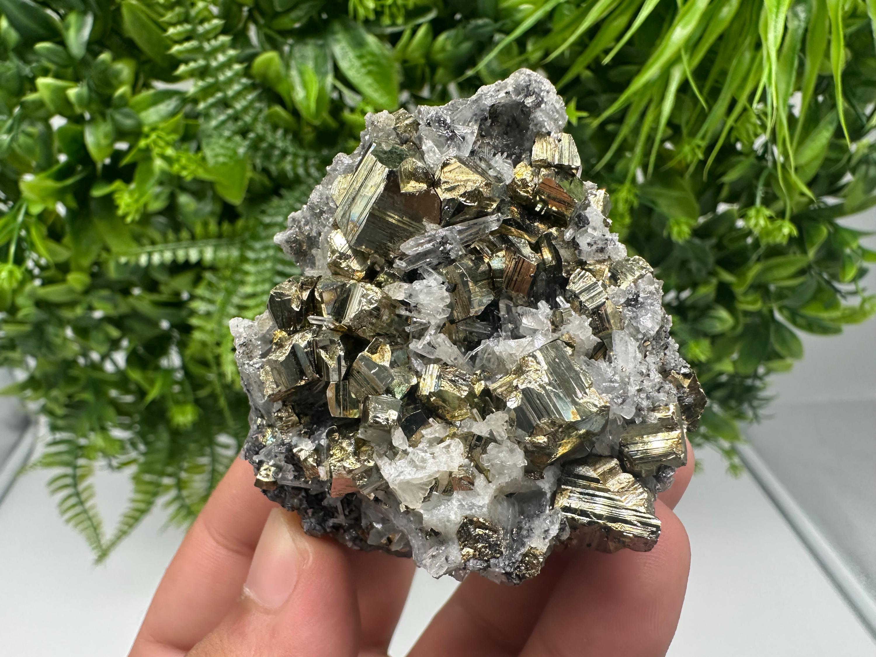 Transparent Quartz whit Rainbow Pyrite Djurcovo Laki Bulgaria natural minerals souvenir crystal stone gift minerals collection rock