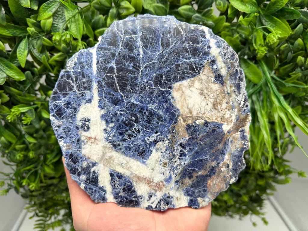 Polished Sodalite Slice – Natural Blue Crystal Slab, Home Decor Accent