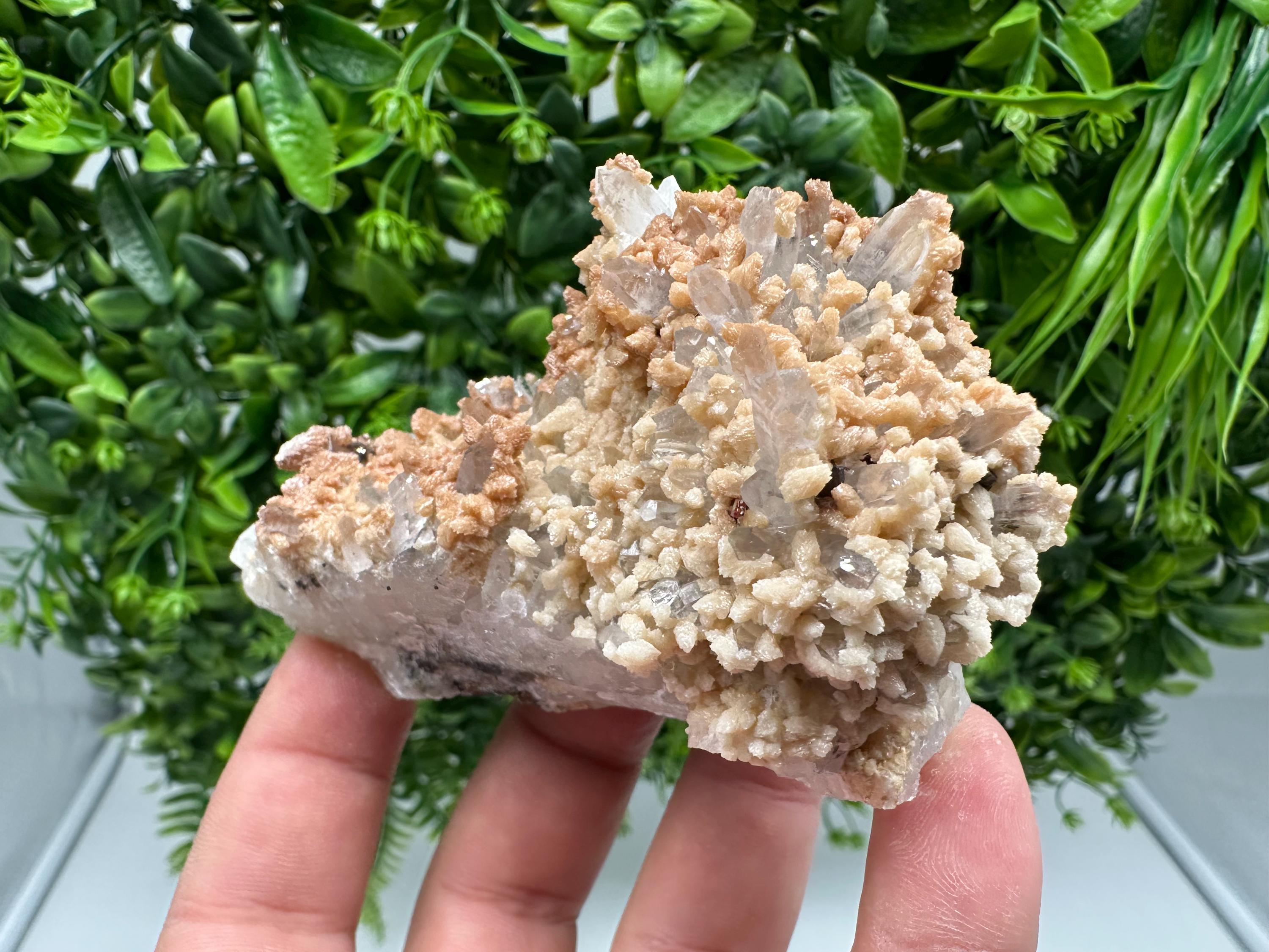 Calcite and Sphalerite on Quartz: Natural Crystal Home Decor