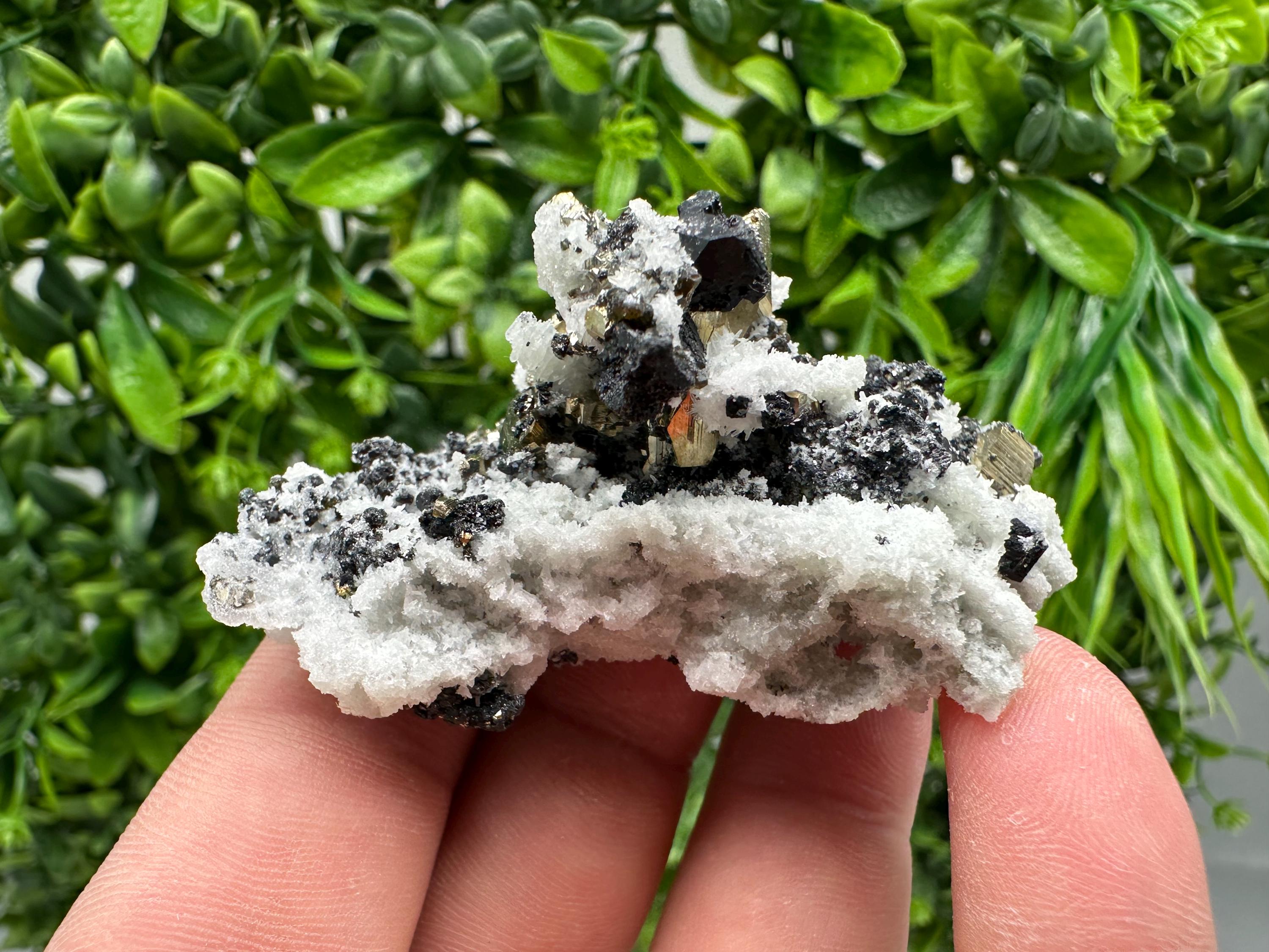 Pyrite Sphalerite Quartz Calcite Mineral Specimen, Bulgaria Crystal Decor