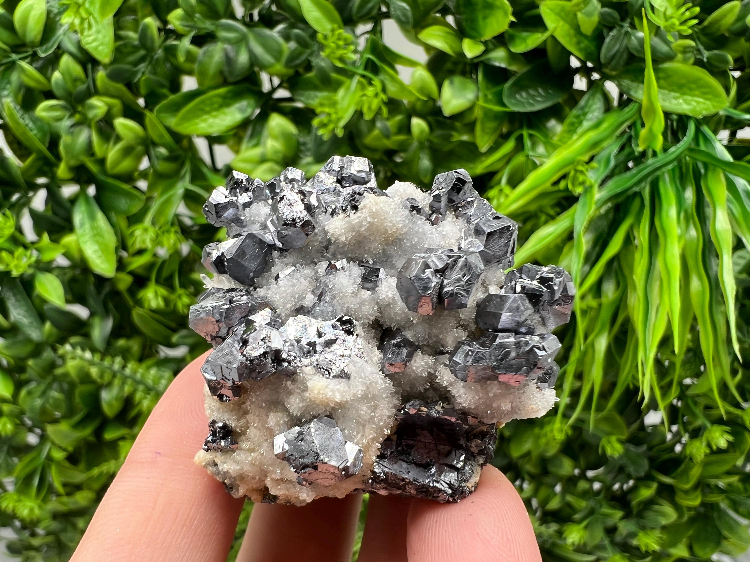 Mirror Galena with Cleiopfane on Chalcedony, Krushev dol Mine, Bulgaria