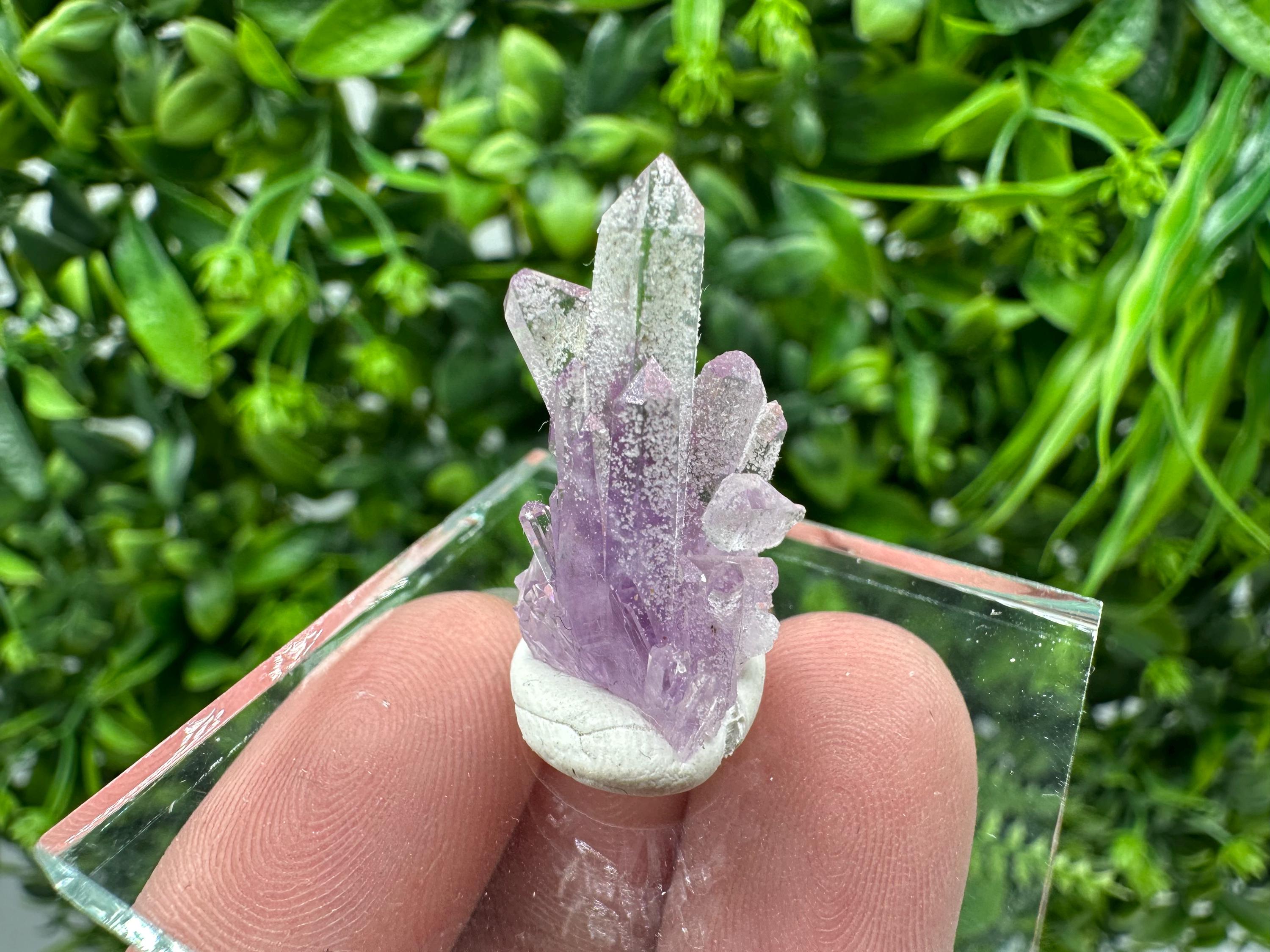 Phantom Amethyst Crystal with Cerussite, Bulgarian Mineral Specimen