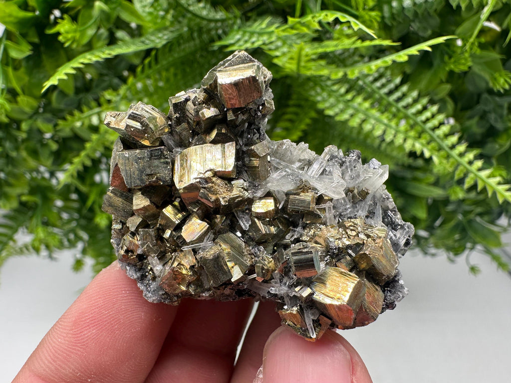 Rainbow Pyrite & Sphalerite on Quartz: Natural Crystal Decor