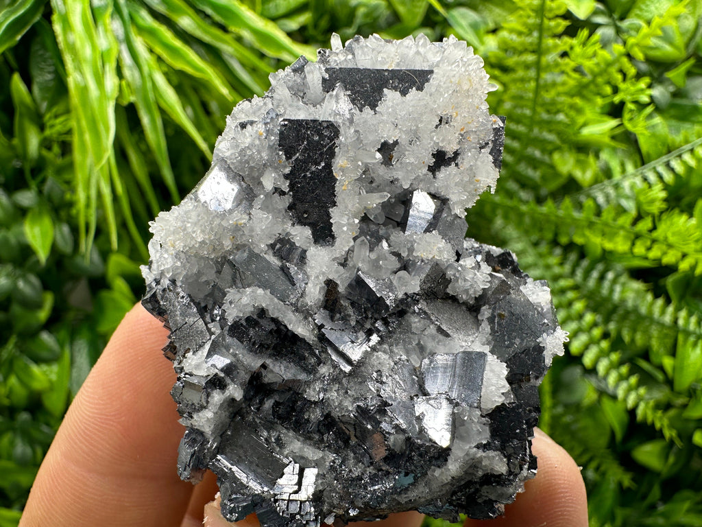 Galena with Quartz Crystal: Natural Mineral Specimen, Bulgaria
