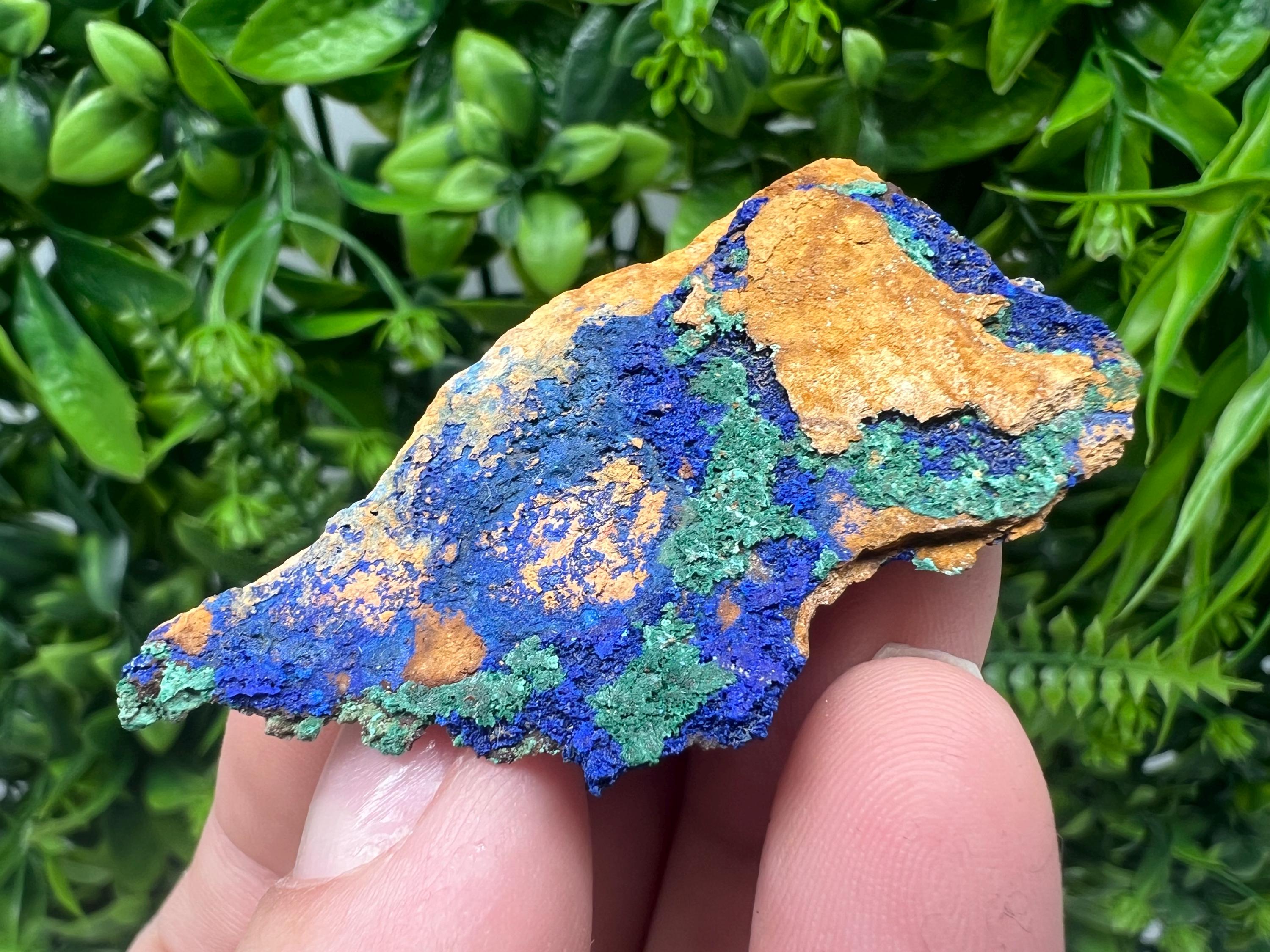 Azurite Malachite Mineral Specimen: Moroccan Blue-Green Crystal, Collector Stone