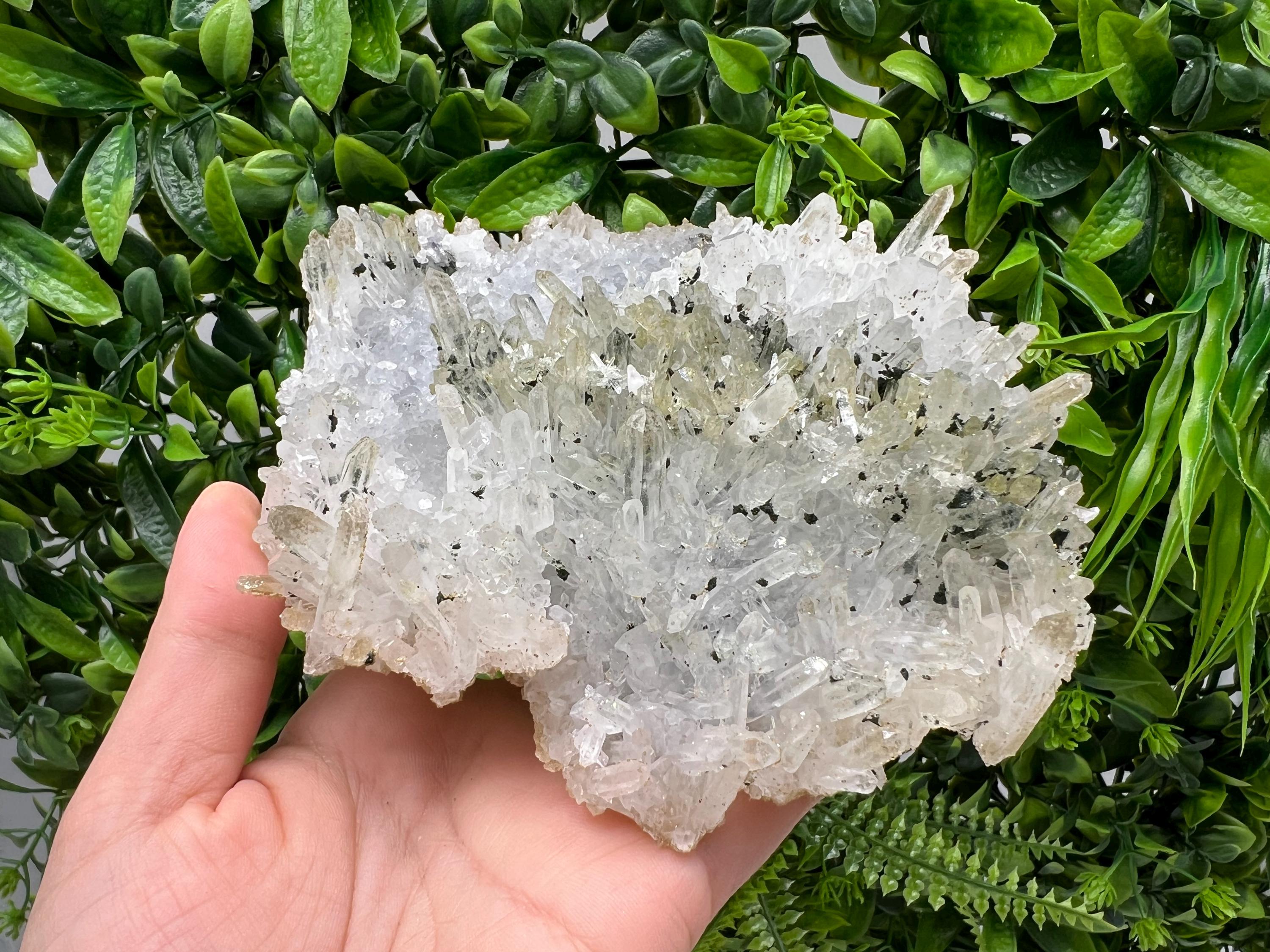 Lovely specimen Green Quartz inclusions Chlorite and Sphalerite/ Natural minerals/ Souvenir crystal gift minerals famous 9th September/Madan