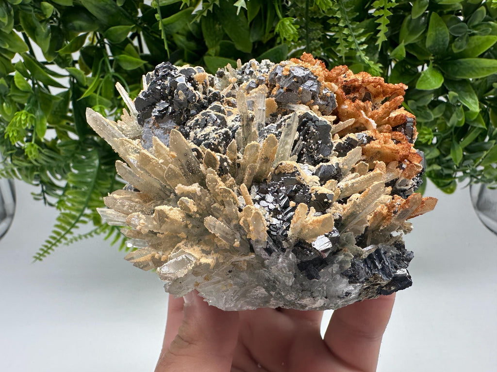 Amazing Galena spinel law on Quartz whit Siderite,from Krushev dol mine,Bulgaria,natural,collection mineral specimen,home decor crystal,souv