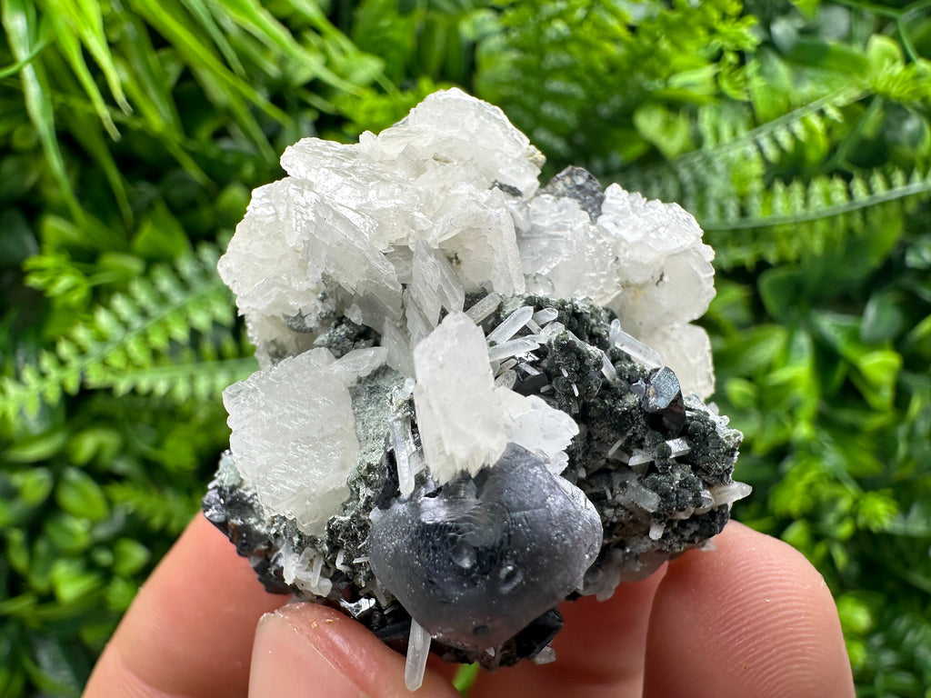 Mirror Galena, Calcite, Sphalerite on Quartz with Chlorite, Bulgaria