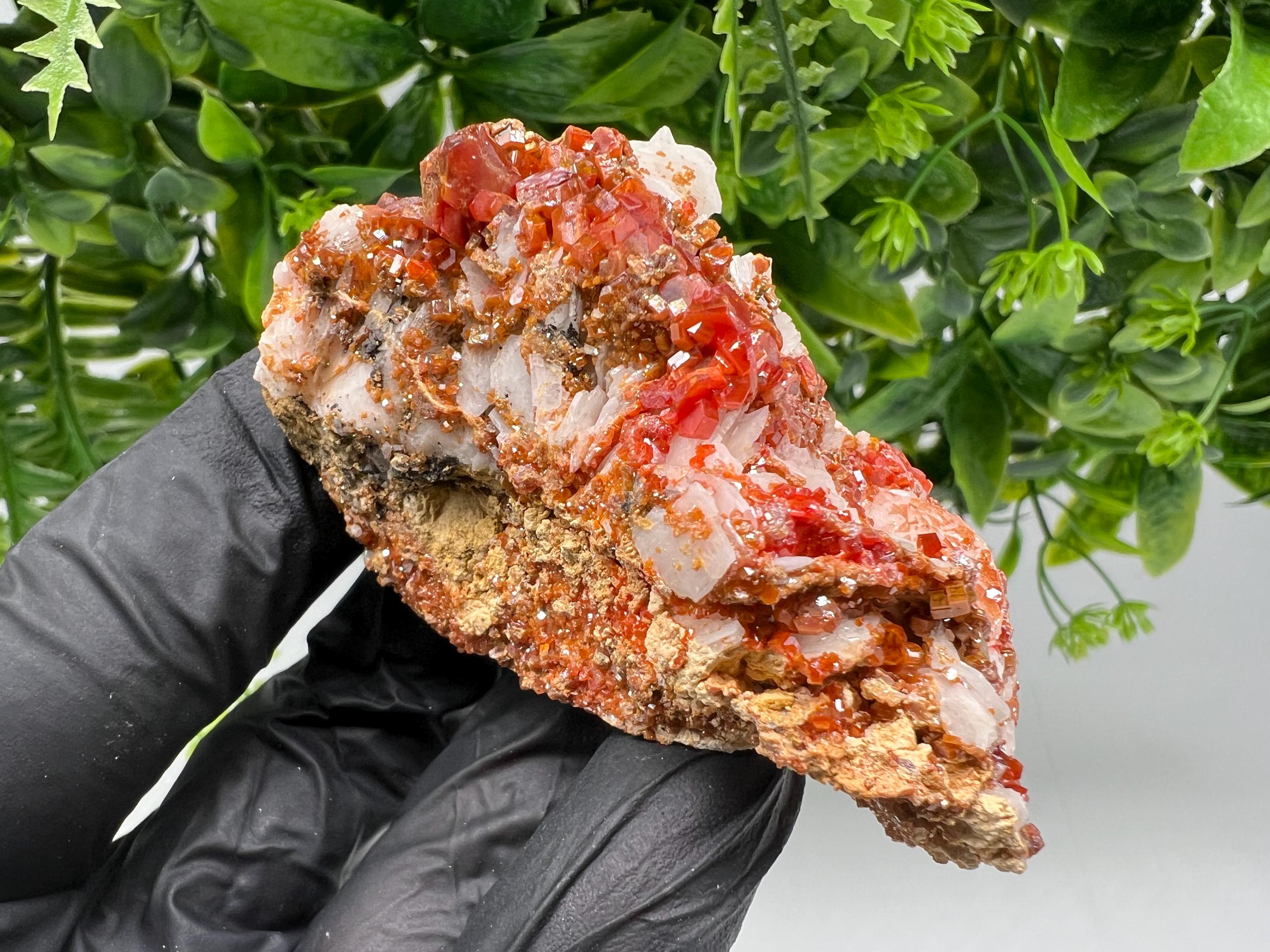 Red Vanadinite on Barite from Marocco,crystal minerals Speciment cluster Vanadinite crystal Vanadinite Geology Vanadinite cluster minerals