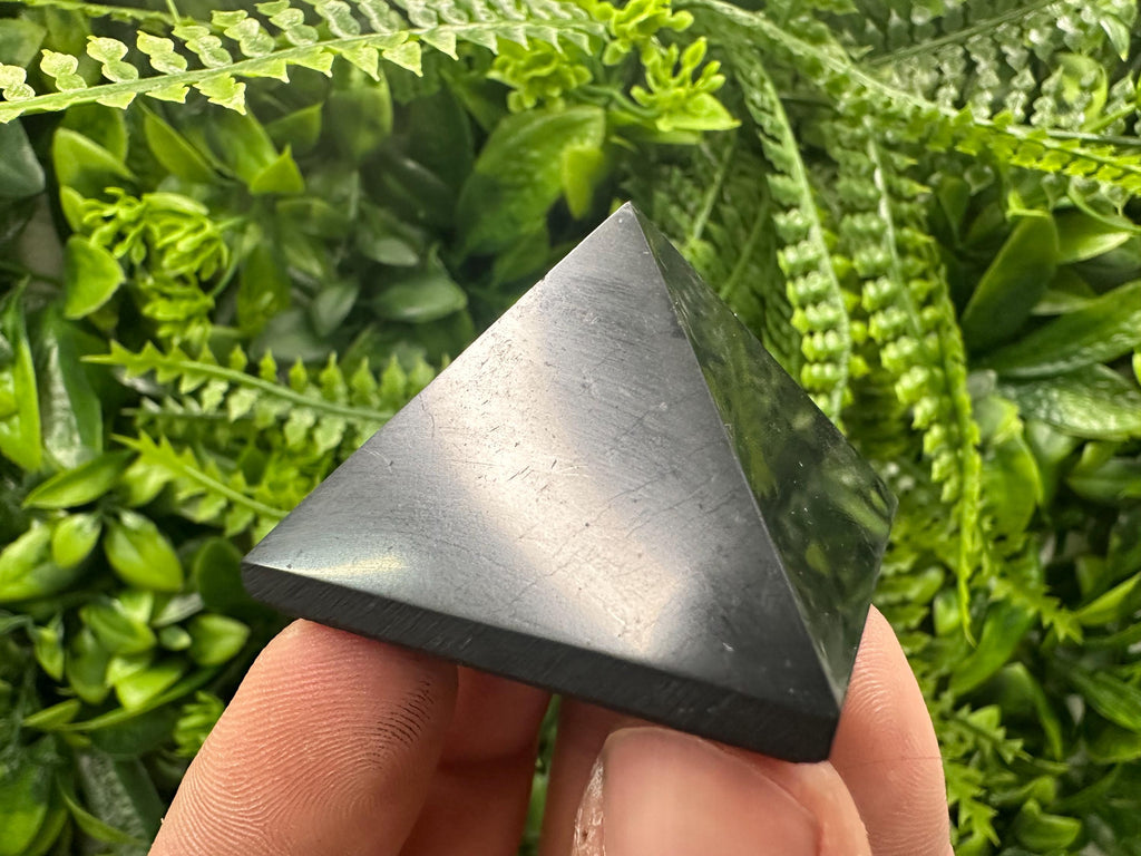Shungite Pyramid: Polished EMF Protection Crystal (4cm)