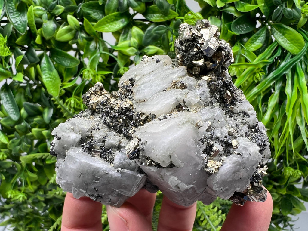 Rare Pyrite on Calcite Specimen, Borieva Mine, Bulgaria
