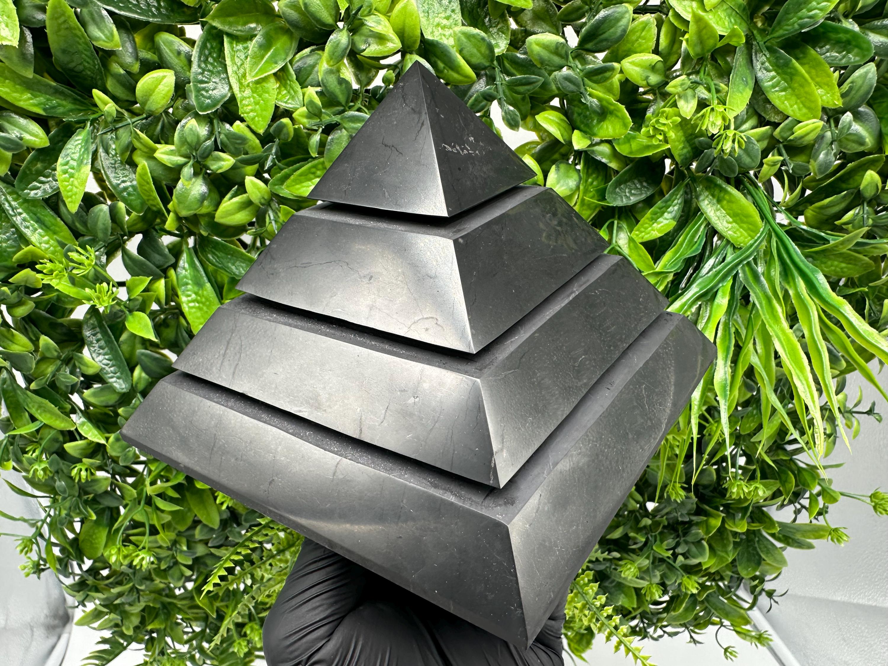 Polished Shungite Pyramid, Karelia Russia, EMF Protection, Sacred Geometry