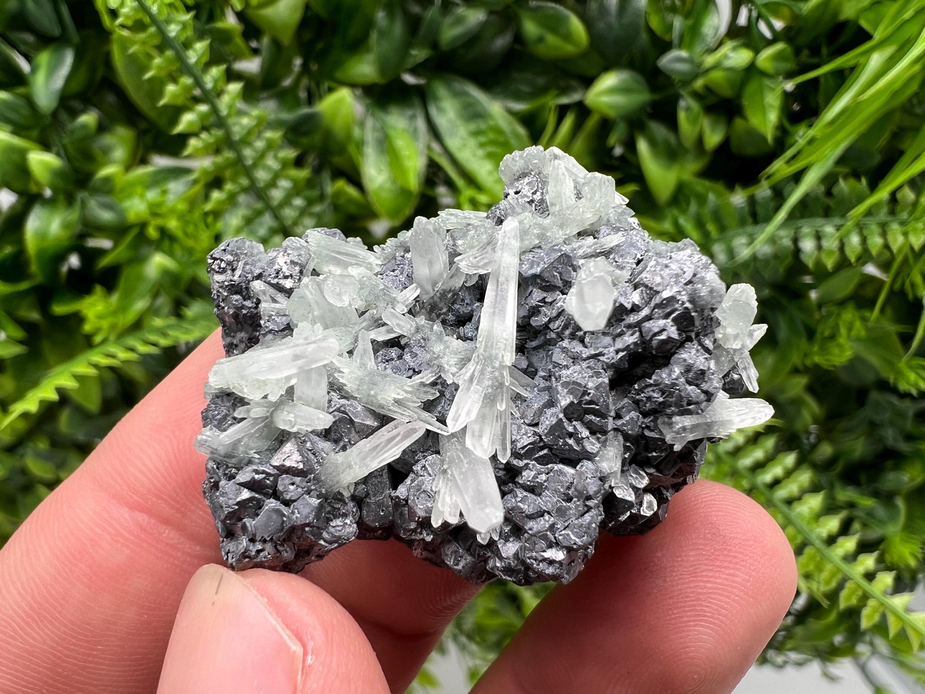 Galena with Green Quartz, Bulgarian Mineral Specimen, Crystal Decor