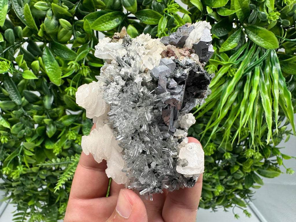 Galena Sphalerite Calcite on Quartz: Borieva Mine Crystal Decor