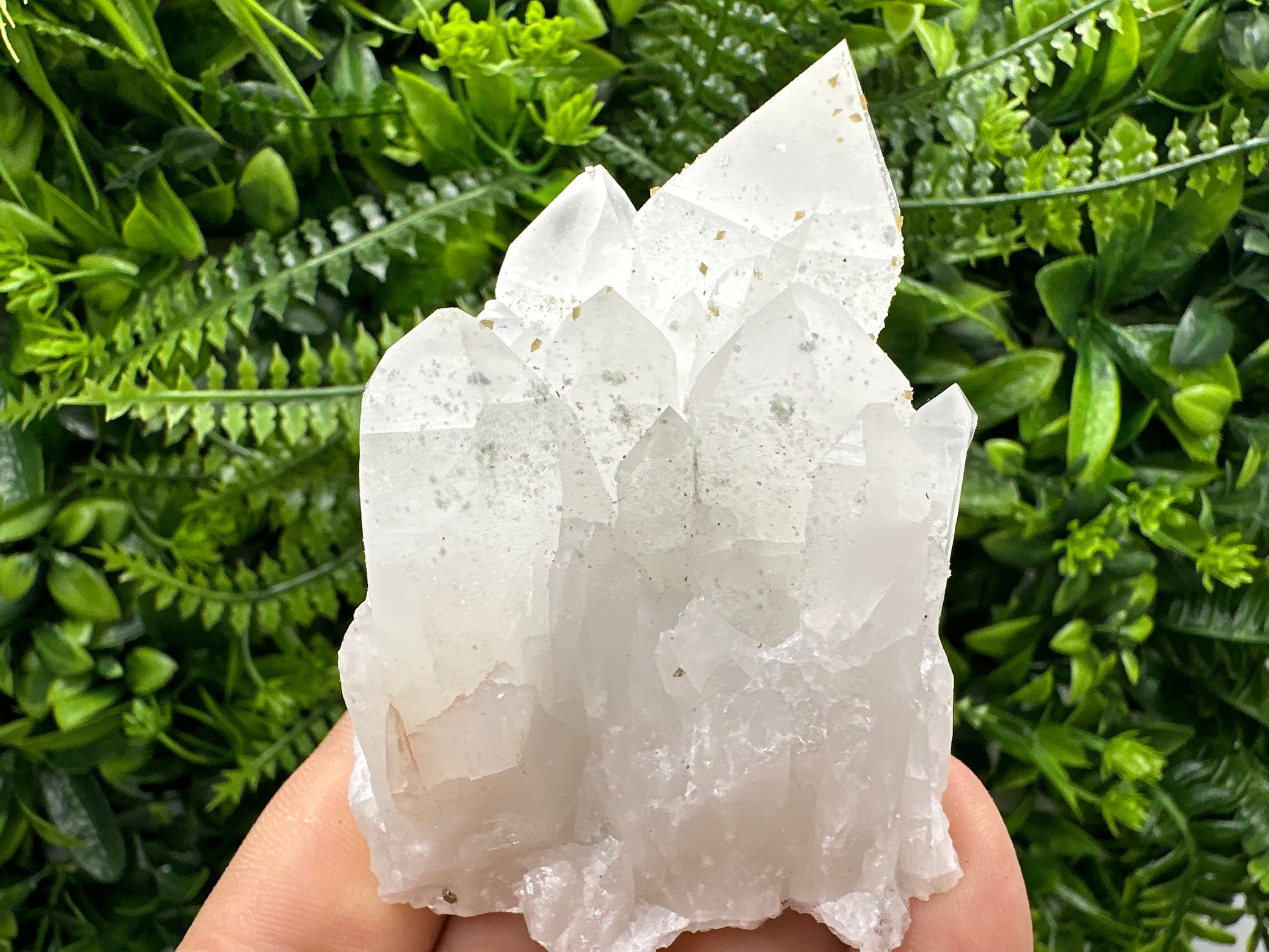 Quartz Cluster with Rhodochrosite and Chlorite Inclusions