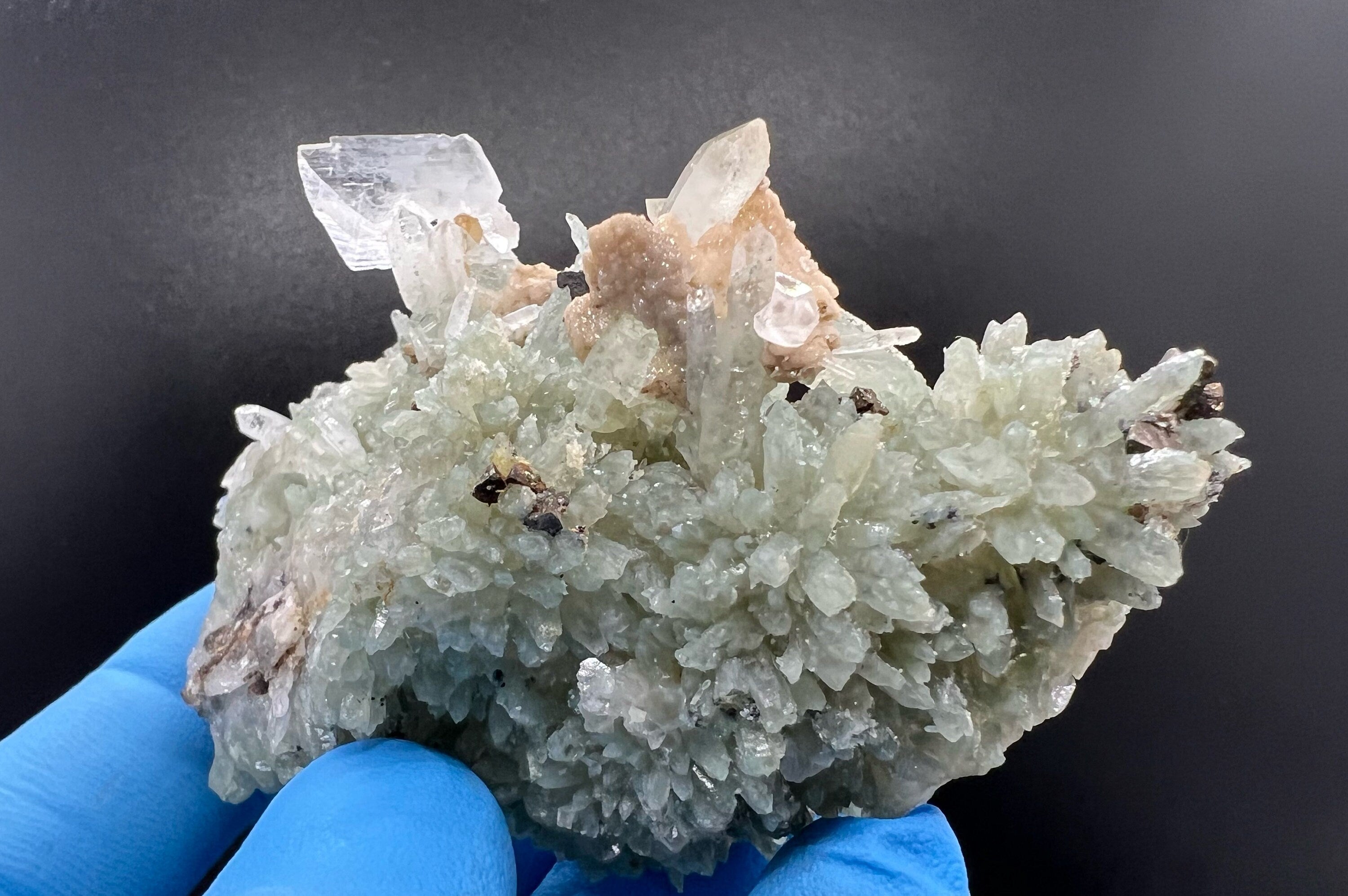 Green Quartz with Chlorite and Calcite: Natural Minerals Souvenir