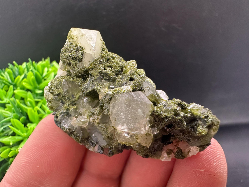 Rare Green Epidote with Quartz Crystals, Eastern Anatolia Turkey