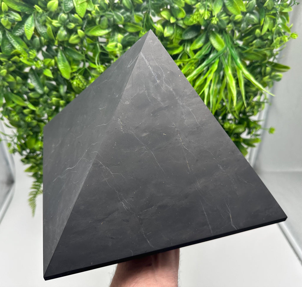 Large Unpolished Shungite Pyramid: EMF Protection, Sacred Stone (25cm)