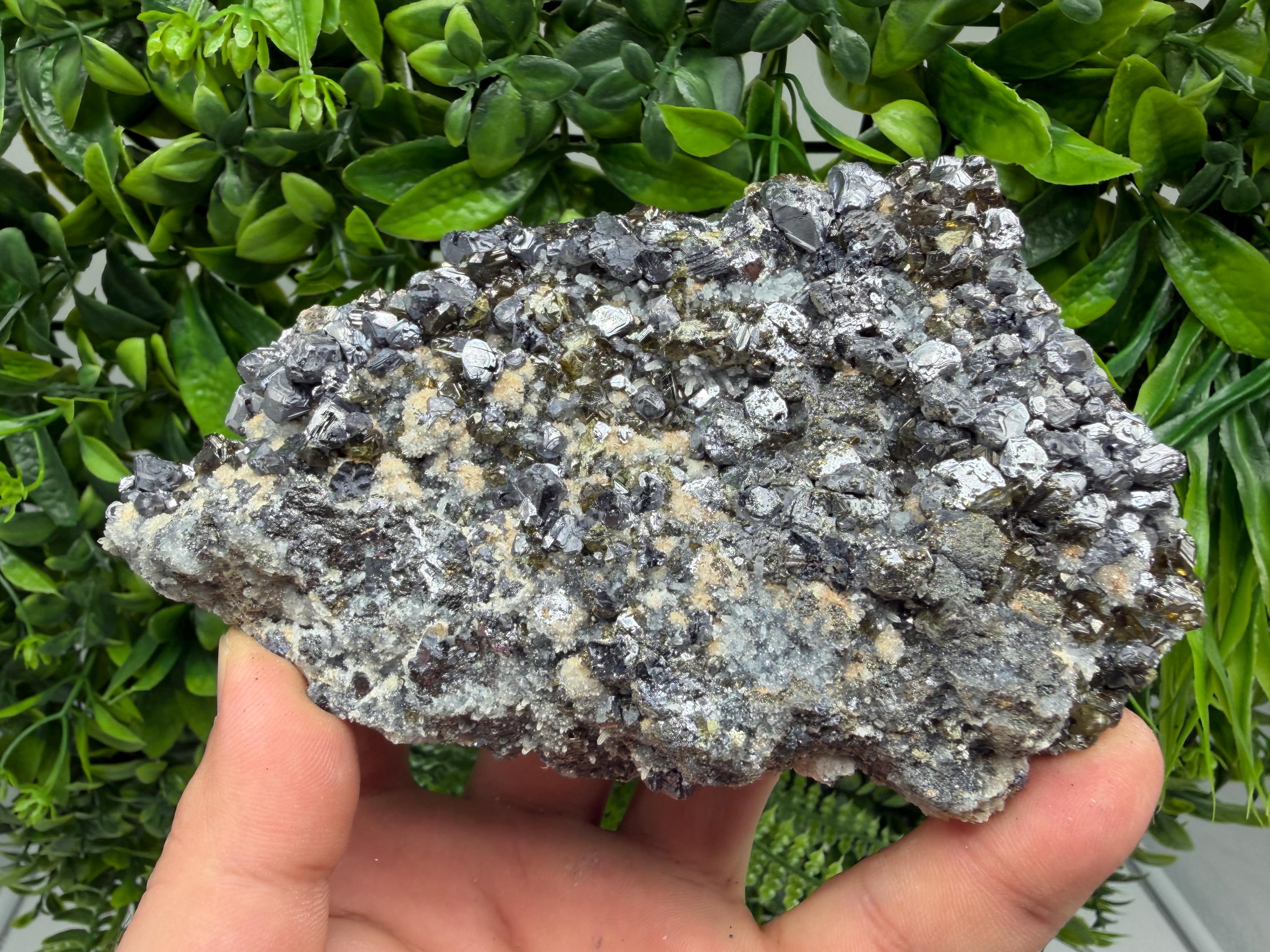 Sphalerite Cleiopfane on Quartz Mineral Specimen, Krushev Dol Mine, Bulgaria Home Decor Stone