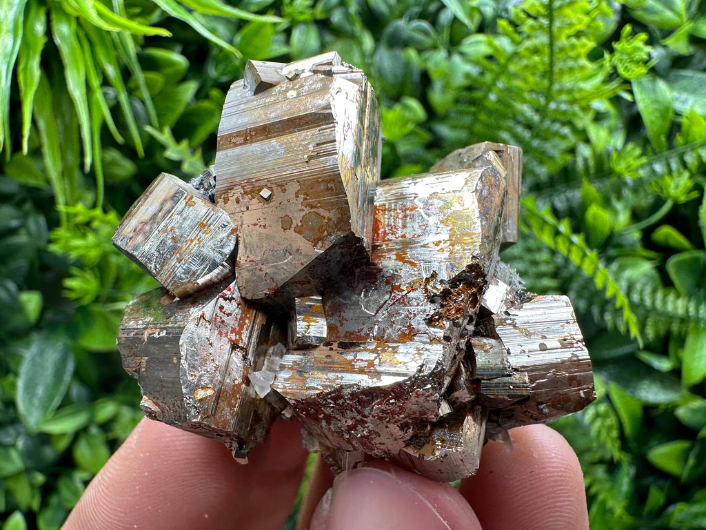 Double Sided Pyrite Cluster with Hematite, Madan Bulgaria