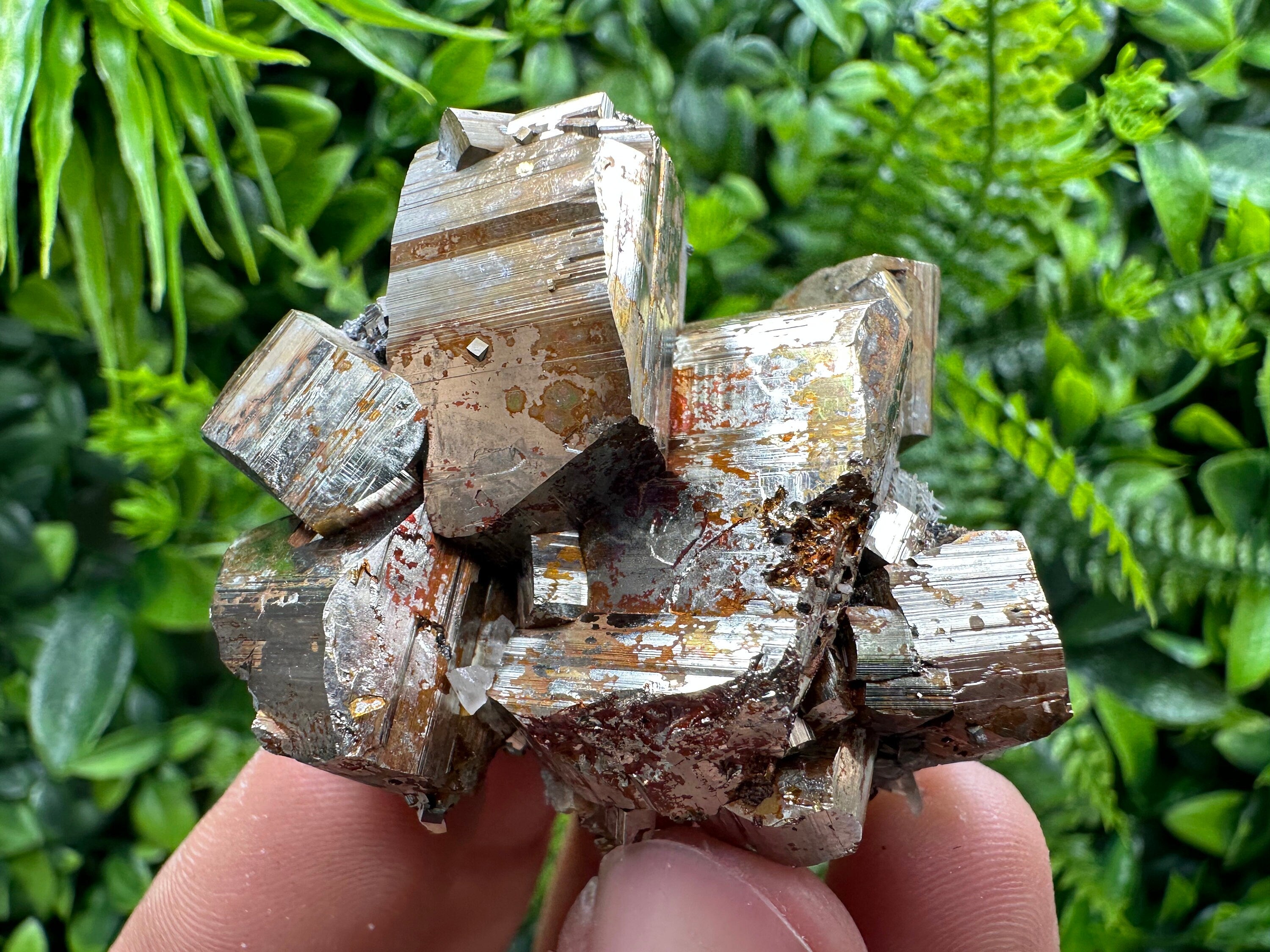 Double Sided Pyrite Cluster with Hematite, Madan Bulgaria