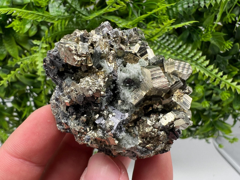 Pyrite on Quartz with Sphalerite: Borieva Mine Crystal Decor
