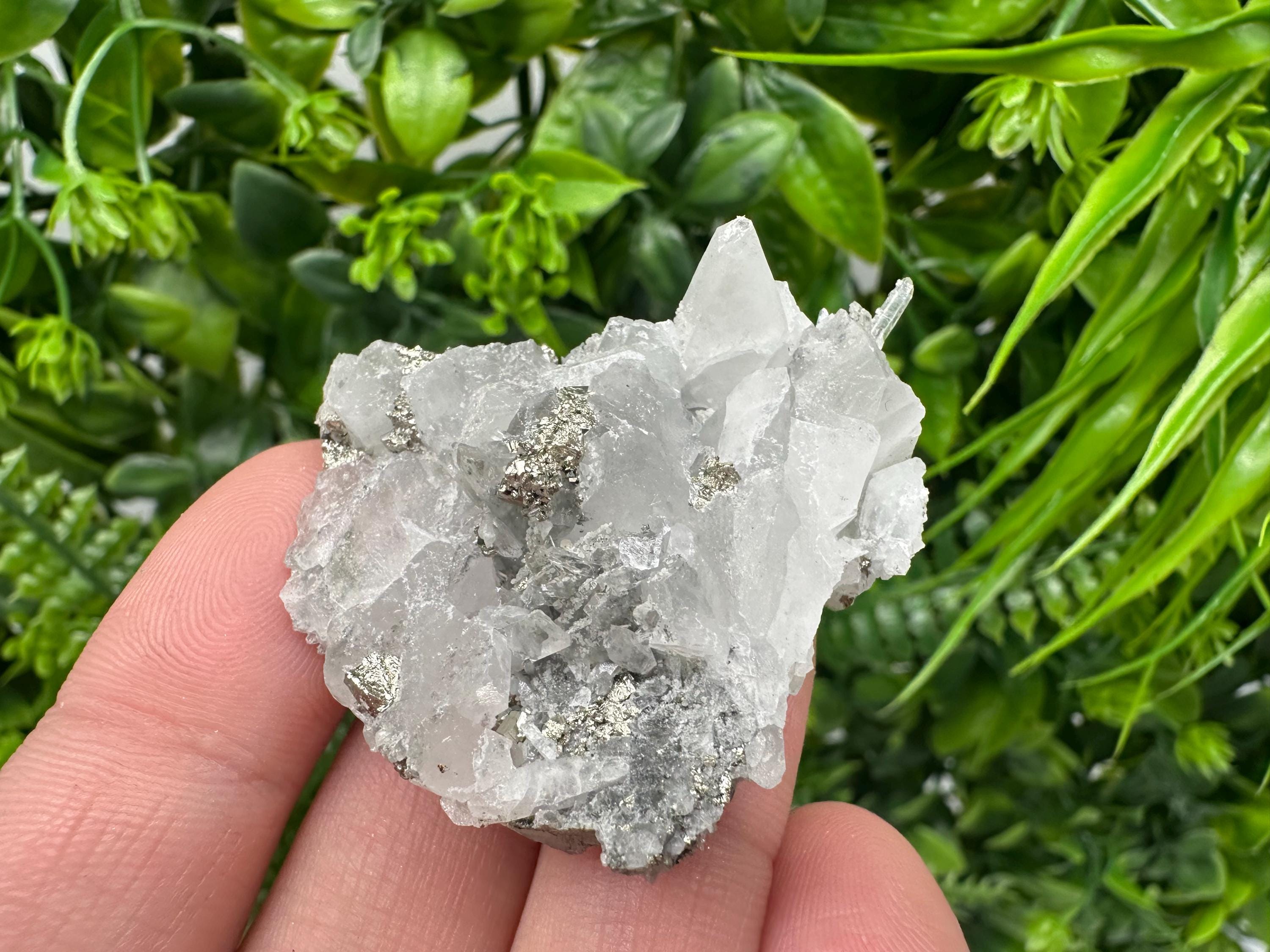 Pyrite on Green Quartz Mineral Specimen, Bulgaria Home Decor Stone