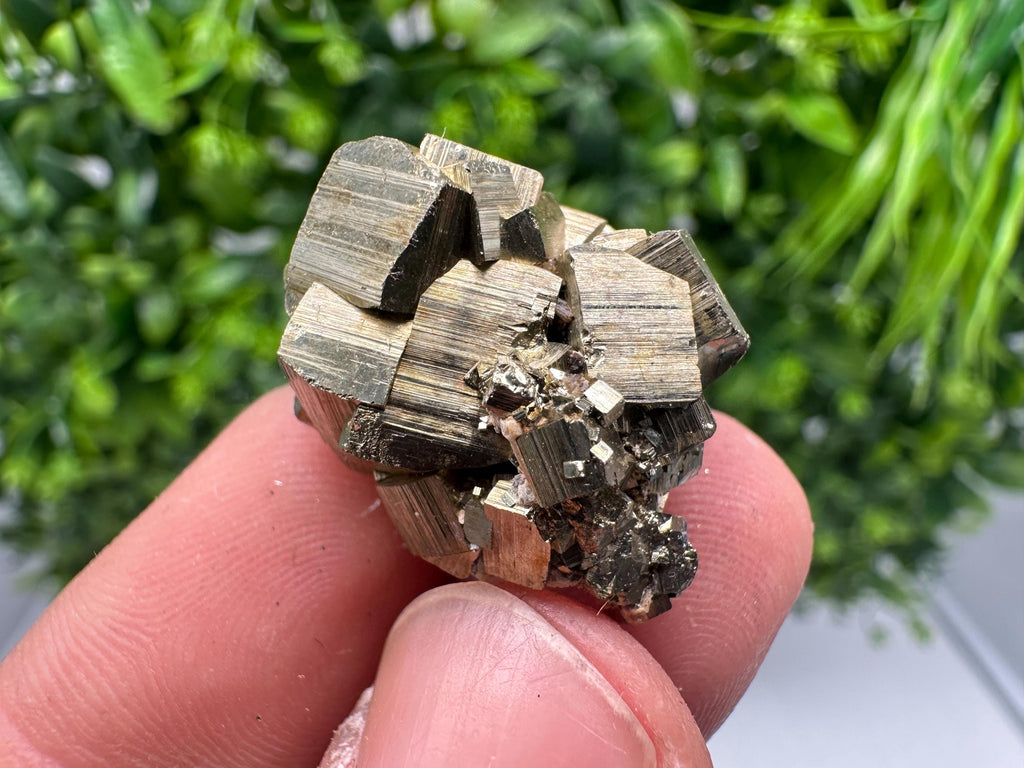 Rainbow Pyrite with Calcite, Natural Crystal Souvenir from Bulgaria