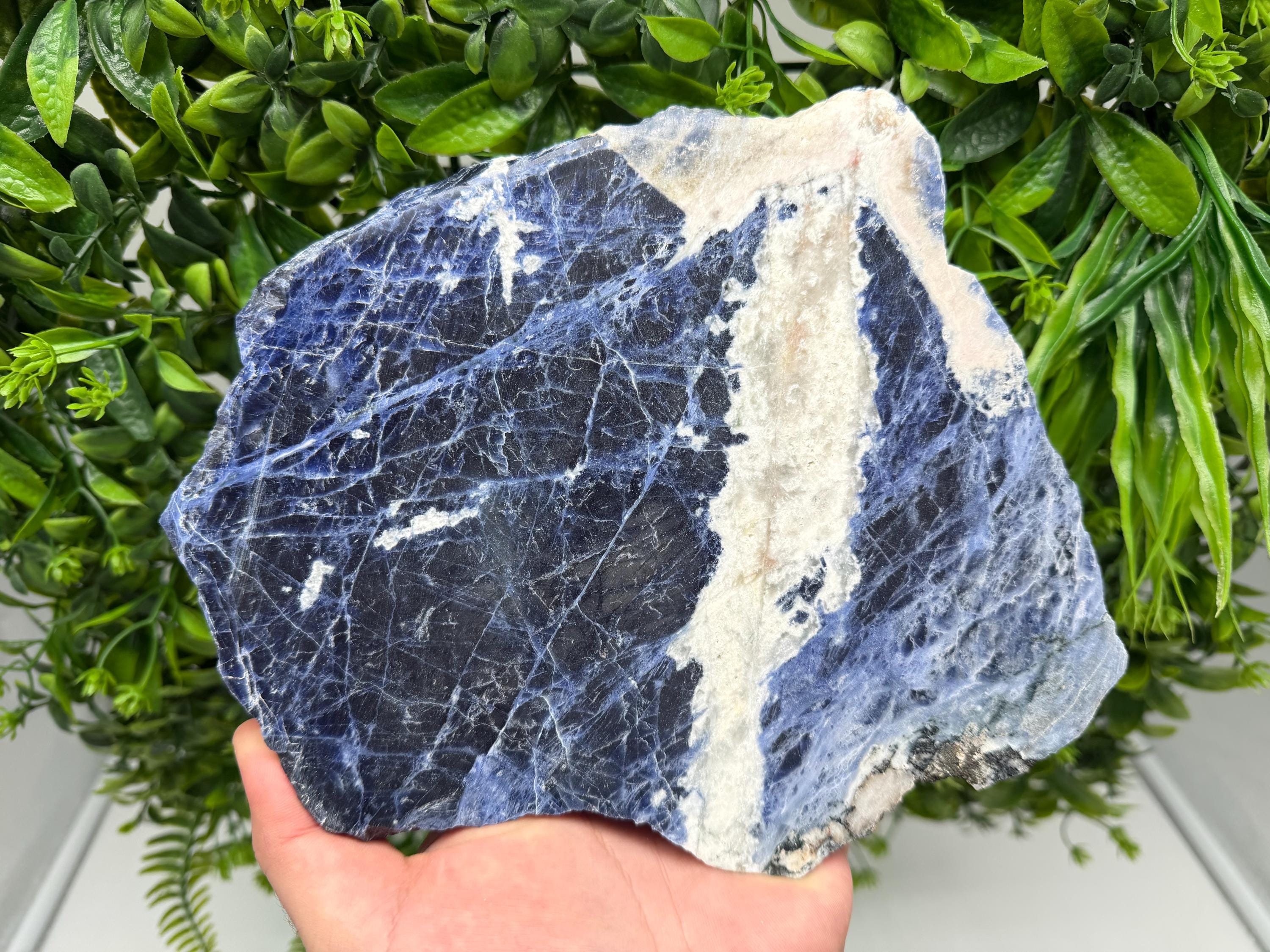 Polished Sodalite Slice – Natural Blue Crystal Slab, Home Decor Accent