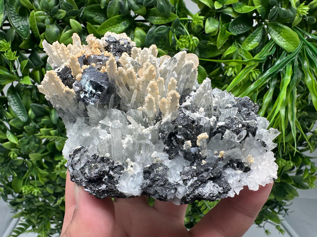Amazing Galena spinel law on Quartz whit Siderite,from Krushev dol mine,Bulgaria,natural,collection mineral specimen,home decor crystal,souv