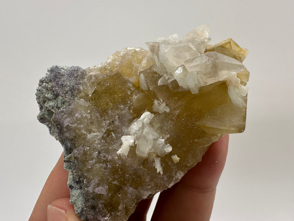 Yellow Fluorite with Calcite, Spain Mineral Specimen