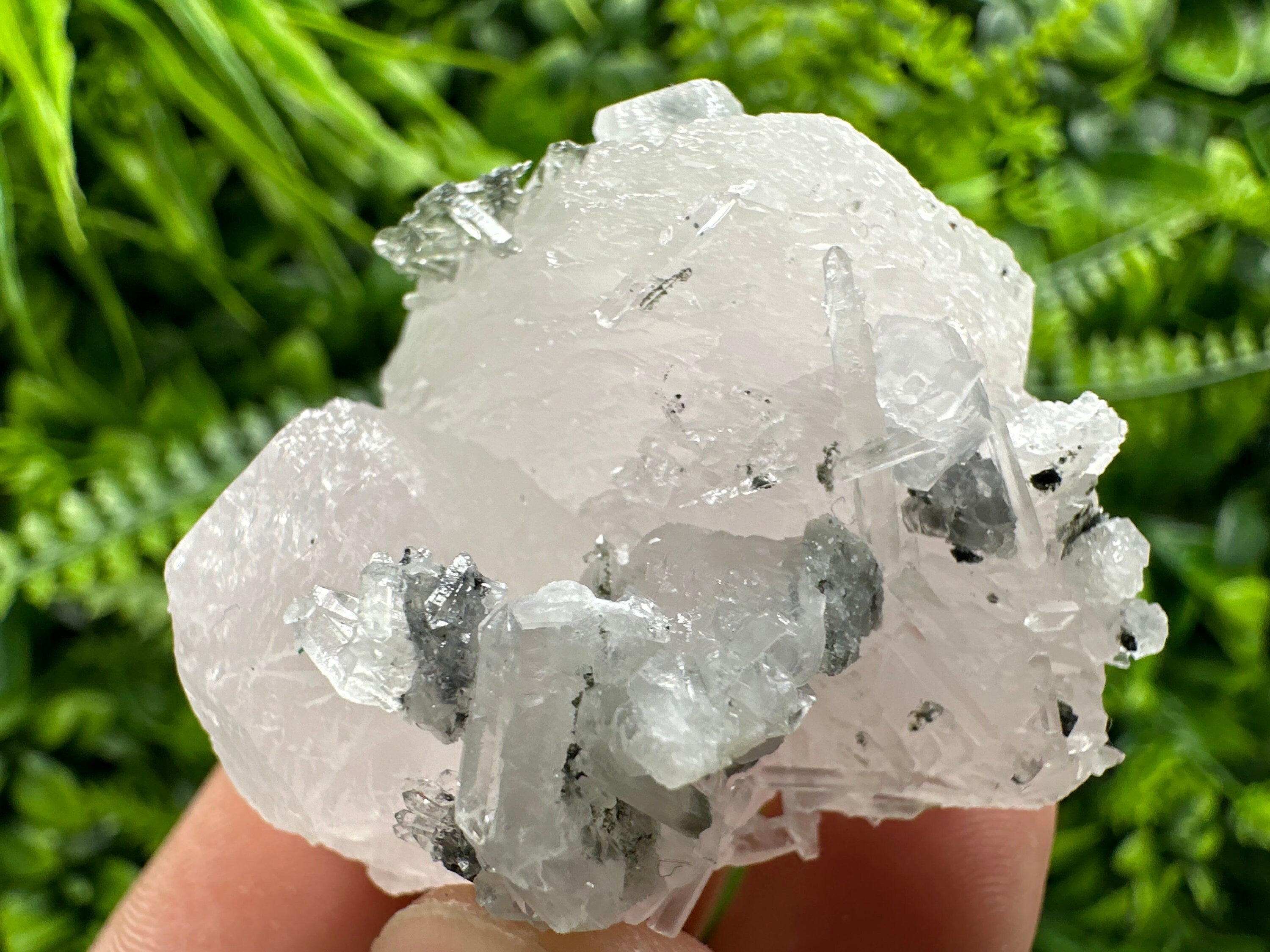 Fluorescent Calcite with Quartz, Borieva Mine, Bulgaria, Mineral Specimen