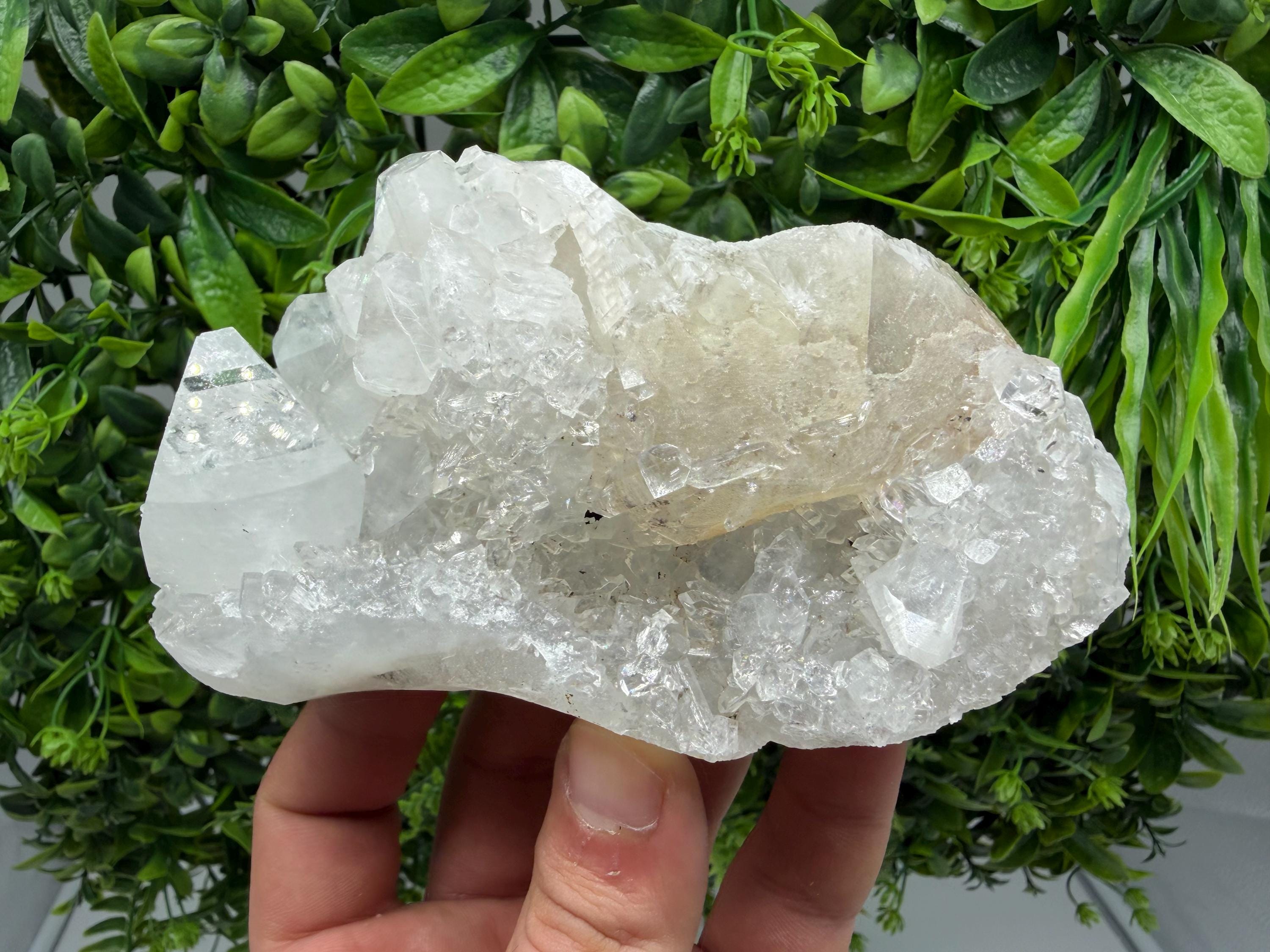 Apophyllite on Chalcedony Specimen, India Minerals, Crystal Collection