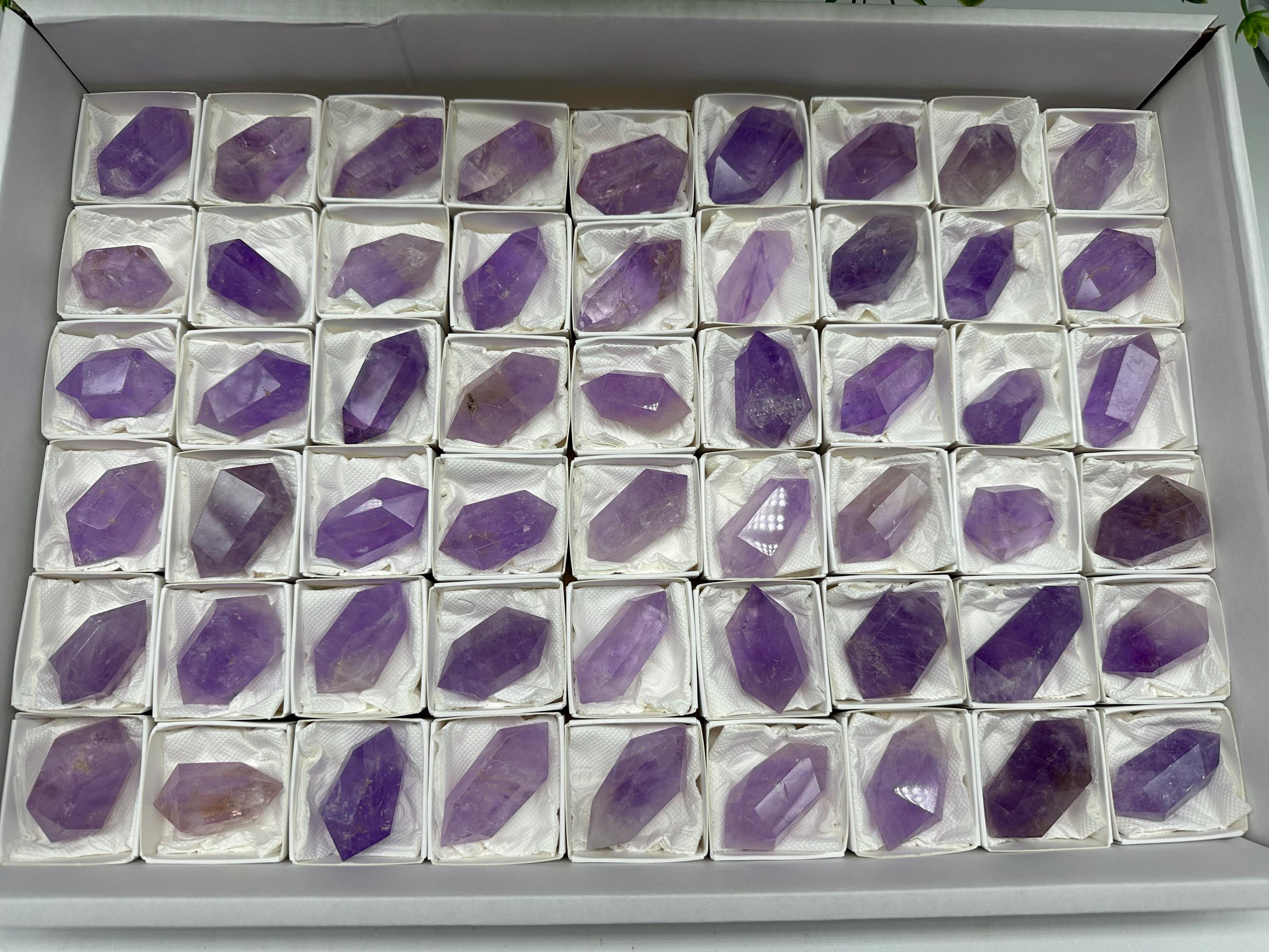 Brazilian Amethyst Point, Cathedral Crystal, Deep Purple,Double sprouted