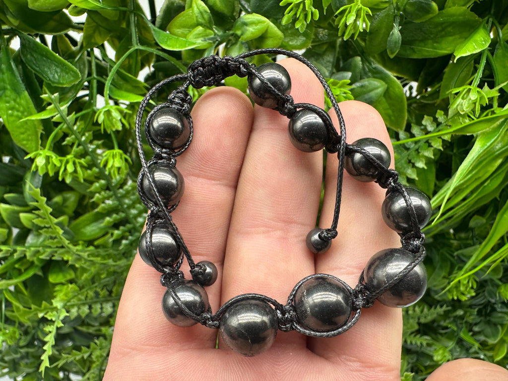Braided Shungite Bracelet: Adjustable Tie, Men's Stone Jewelry