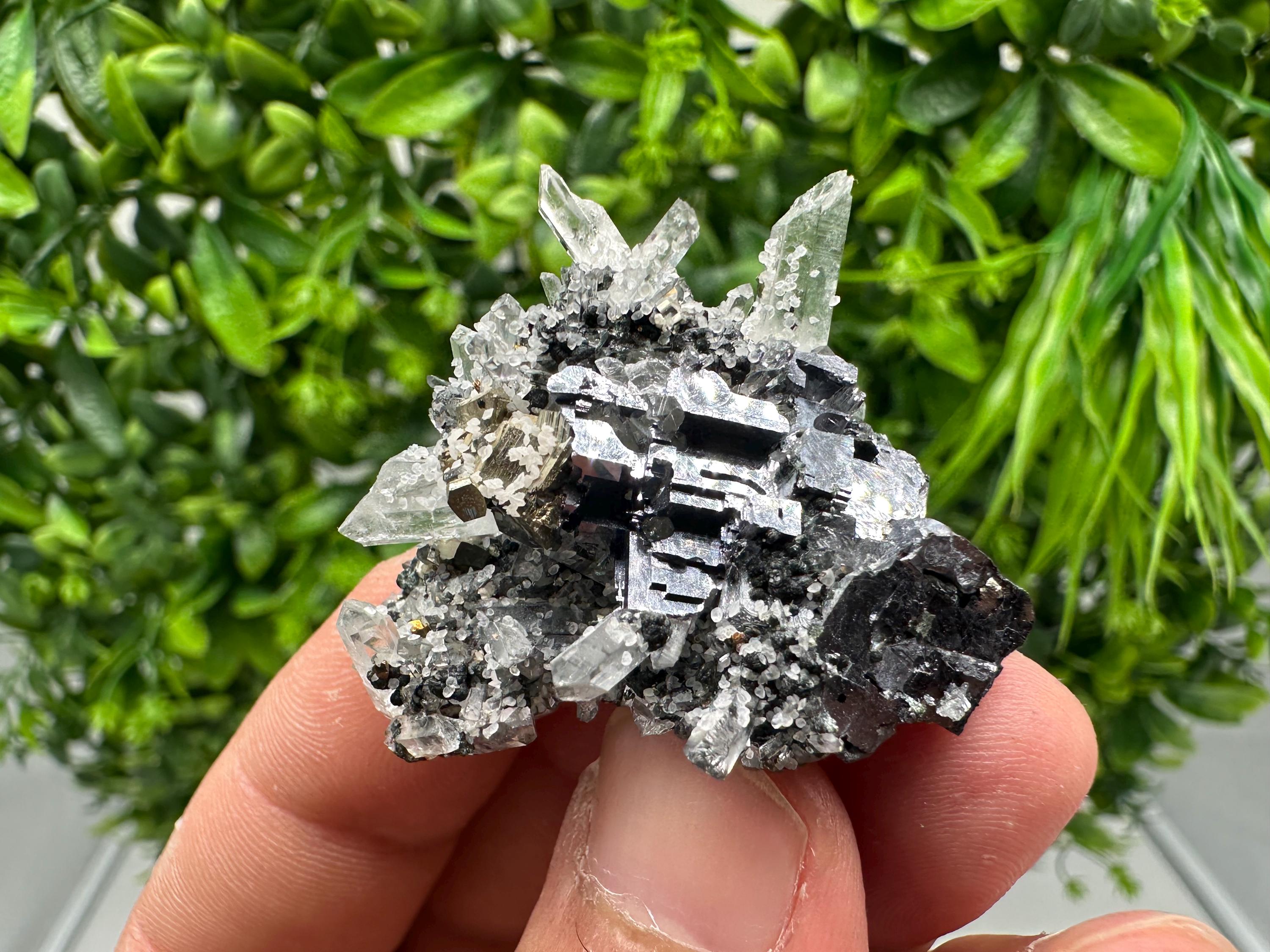 Galena Quartz Calcite Mineral Specimen, Bulgaria