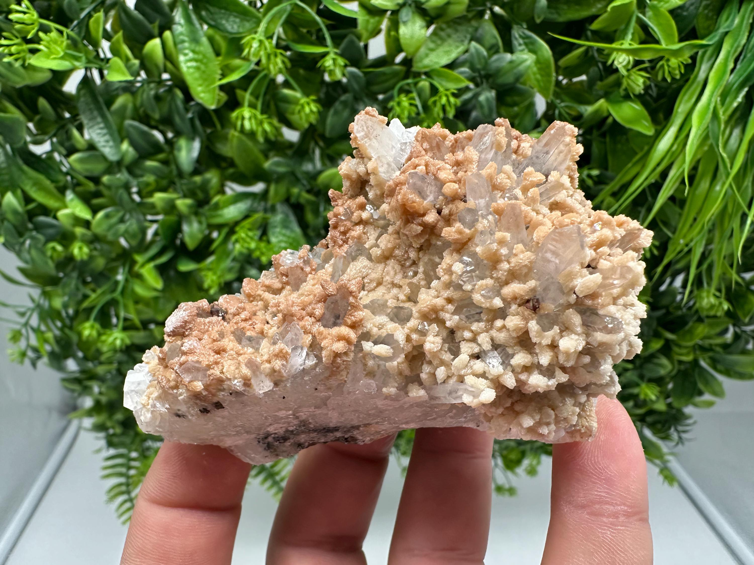 Calcite and Sphalerite on Quartz: Natural Crystal Home Decor