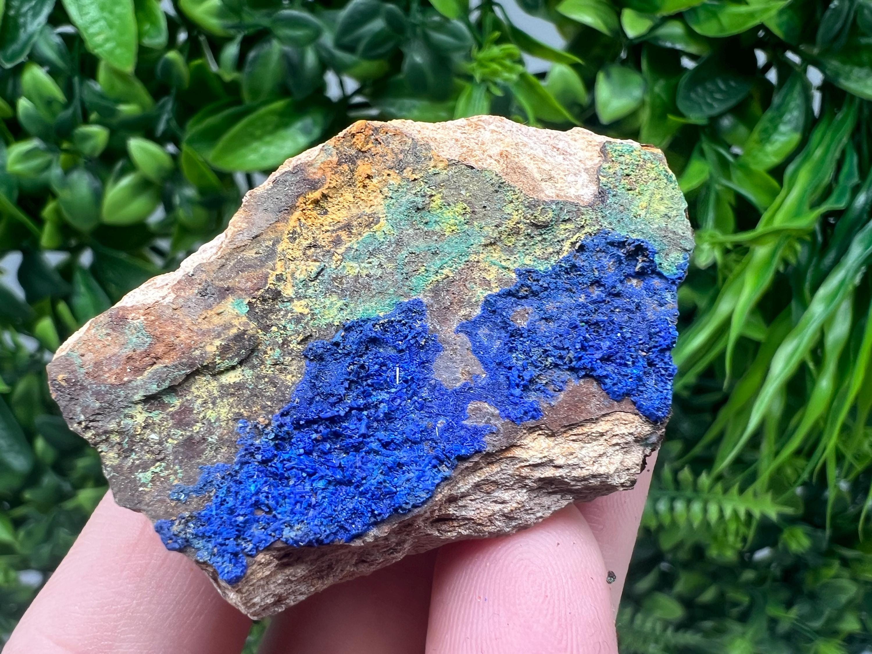 Azurite Malachite Mineral Specimen: Moroccan Blue-Green Crystal, Collector Stone