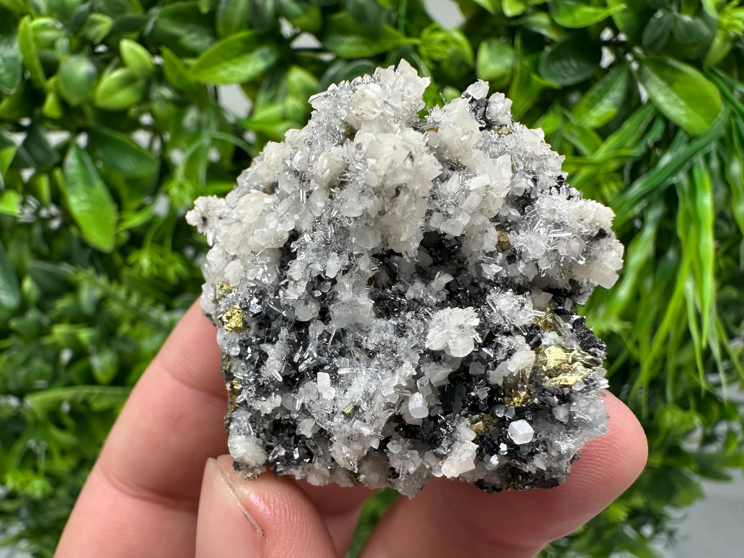 Wonderful Chalcopyrite Galena on Quartz whit Chlorite natural minerals souvenir crystal gift home decor stone Borieva mine Madan Bulgaria