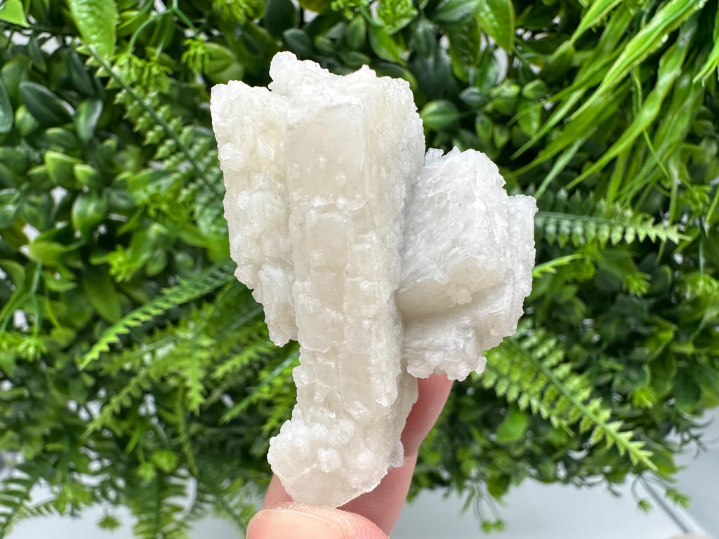 Rare Fluorescent Calcite after Barite on Chalcedony - Androvo Mine
