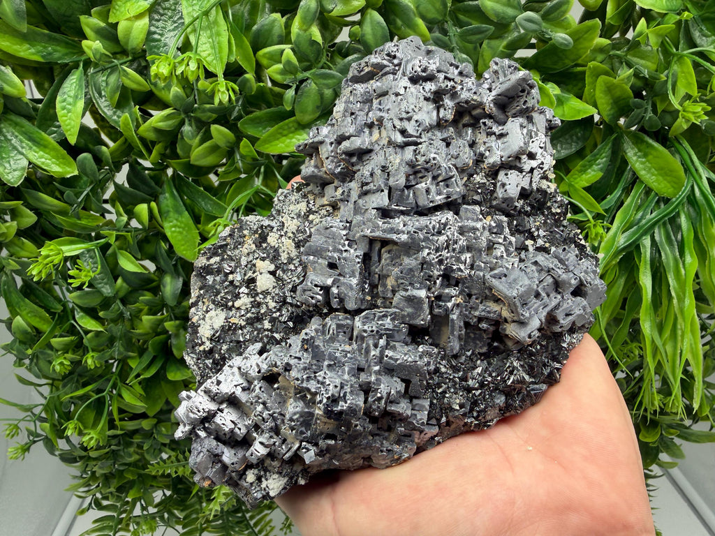 Natural Shiny Galena Cluster with Siderite and Quartz, Bulgaria Mine Specimen
