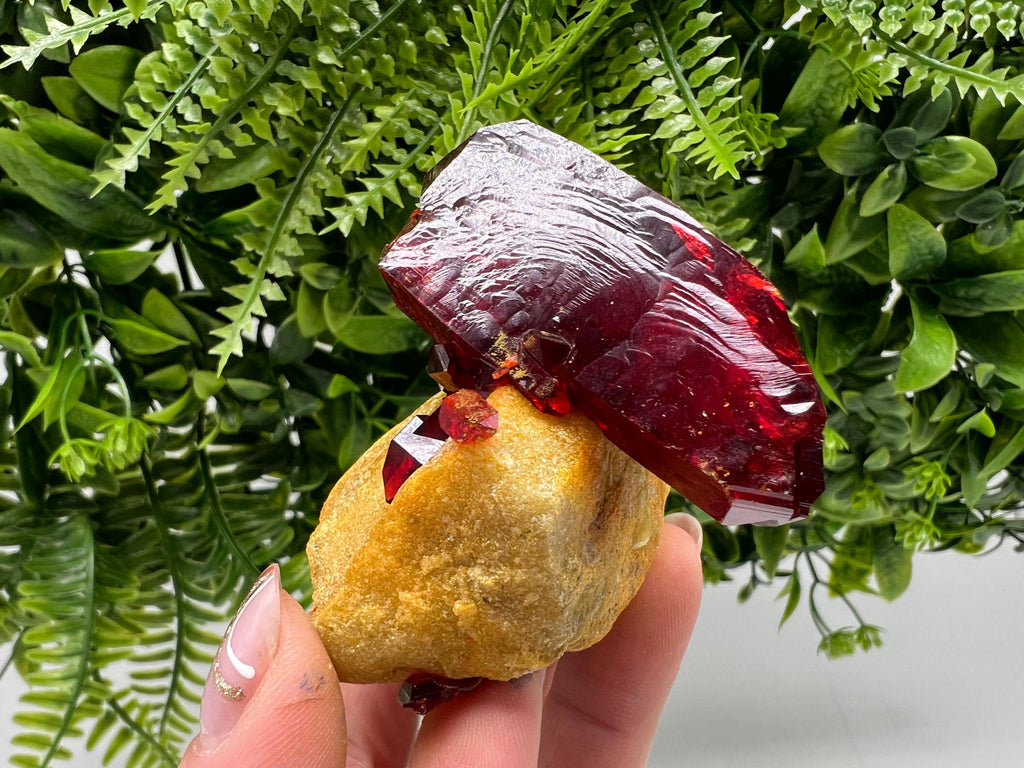 XXL Rare Ruby Pruskite Crystal on Matrix, Laboratory Grown Mineral