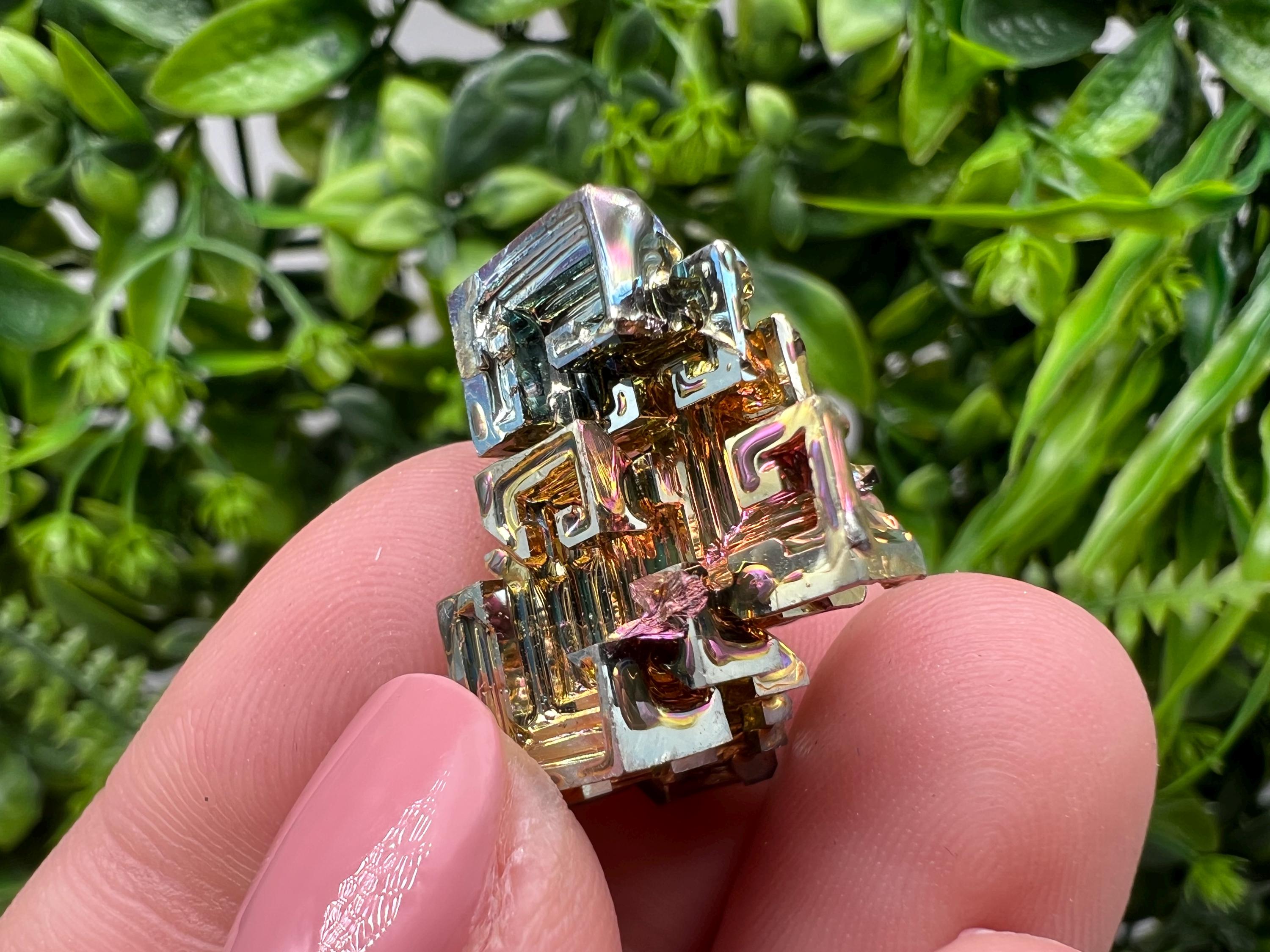 Rainbow Bismuth Crystal: Rare Gemstone Specimen, Colorful Stone
