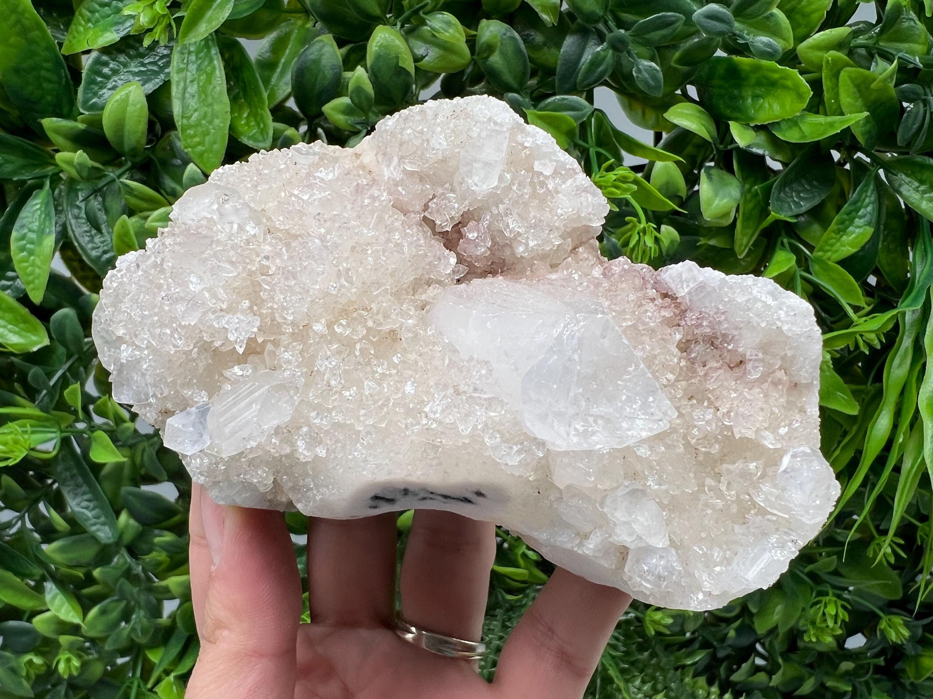 Apophyllite on Chalcedony Specimen, India Minerals, Crystal Stone