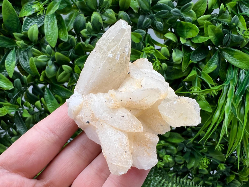Calcite on Green Quartz Cluster, Djurcovo Mine, Bulgaria