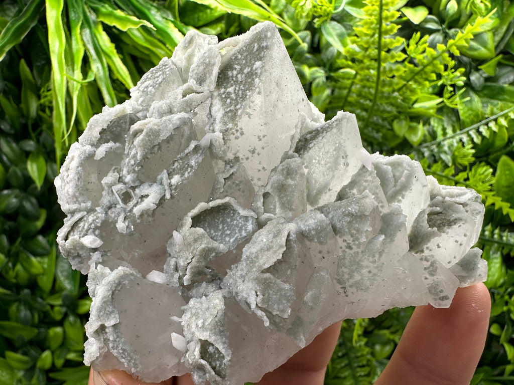 Quartz with Chalcedony and Chlorite: Natural Crystal Decor